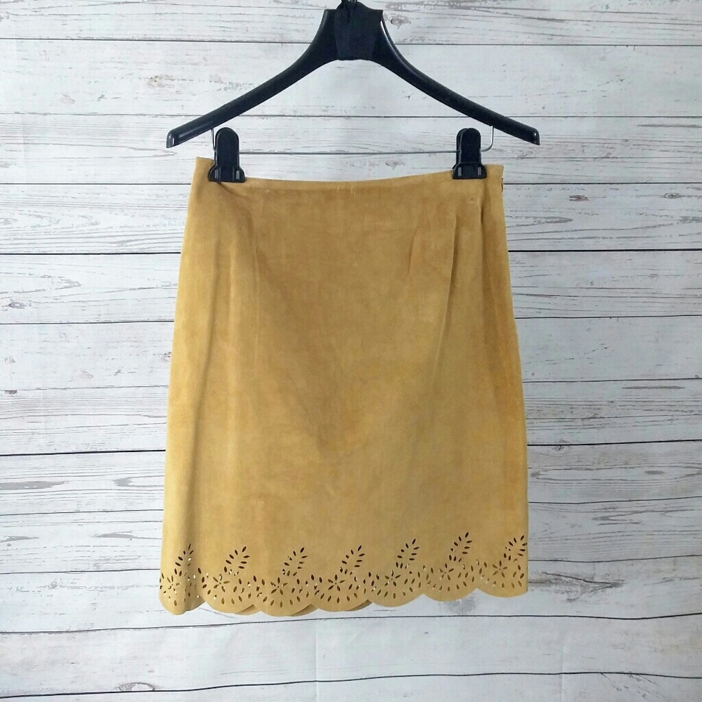 {Lord & Taylor} camel colored leather skirt